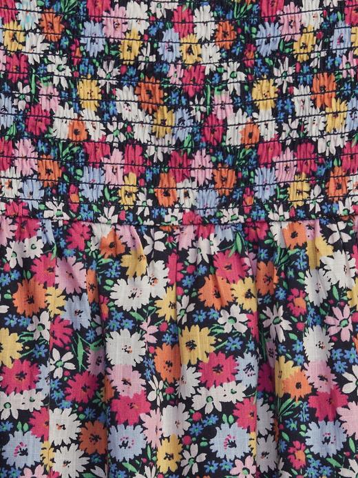 Kız Çocuk Çok Renkli Önlüklü Çiçek Baskılı Elbise