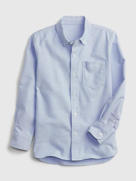 Erkek Çocuk Mavi Oxford Havlu Kumaş Gömlek