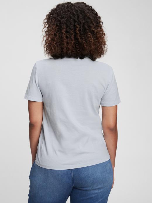 Kadın Mavi Organik Pamuklu Vintage T-Shirt