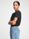 Kadın Siyah Organik Pamuklu Vintage T-Shirt
