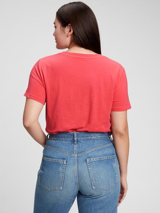 Kadın Kırmızı Organik Pamuklu Vintage T-Shirt