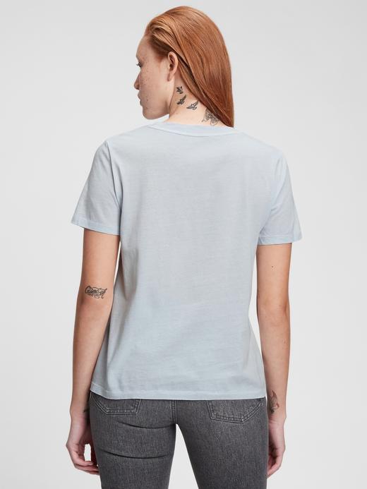 Kadın Mavi Organik Pamuklu Vintage T-Shirt
