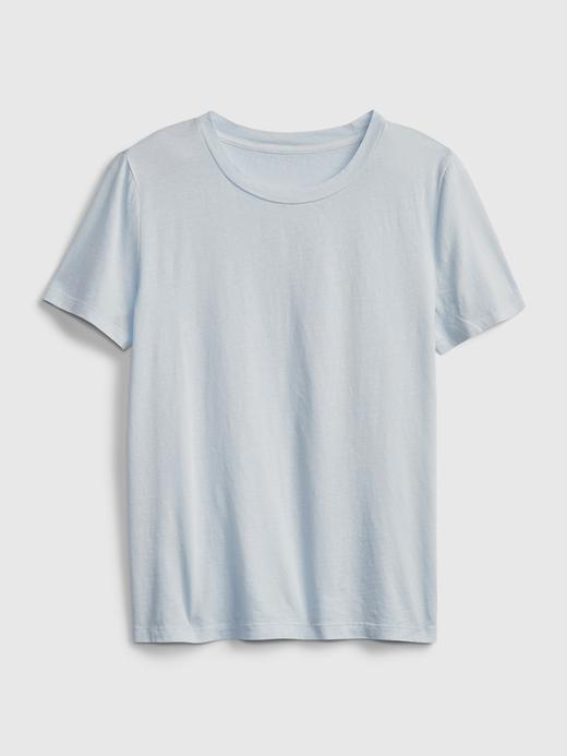 Kadın Mavi Çizgili Organik Pamuklu Vintage T-Shirt