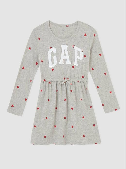 Kız Çocuk Gri Gap Logo Baskılı Elbise