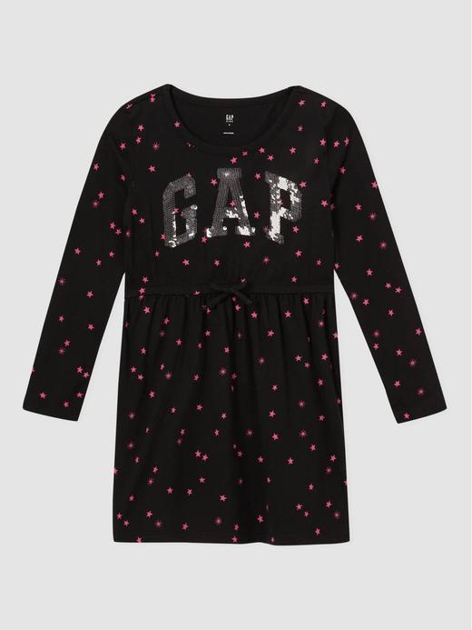 Kız Çocuk Siyah Gap Logo Baskılı Elbise