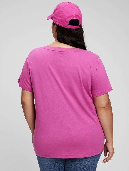 Kadın Lacivert Organik Pamuk V Yaka T-Shirt