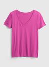 Kadın Pembe Batik Organik Pamuk V Yaka T-Shirt