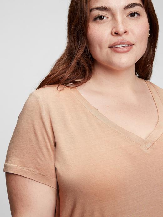 Kadın Beyaz Organik Pamuk V Yaka T-Shirt