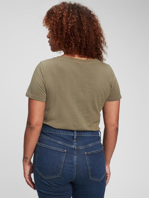 Kadın Siyah Organik Pamuk V Yaka T-Shirt