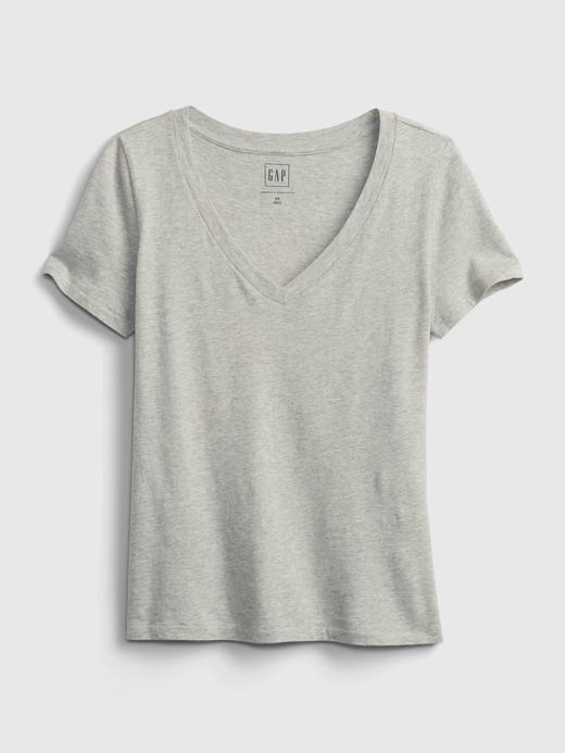 Kadın Lacivert Organik Pamuk V Yaka T-Shirt