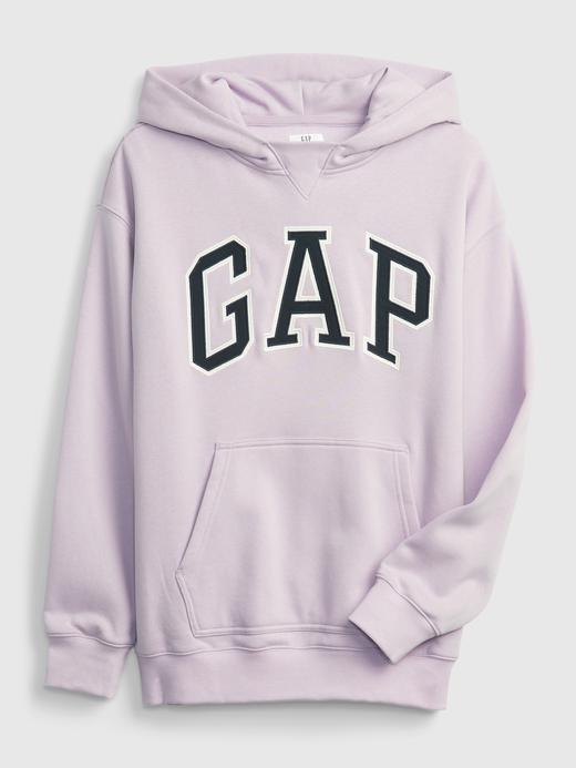 Genç Erkek Gri Gap Logo Kapüşonlu Sweatshirt
