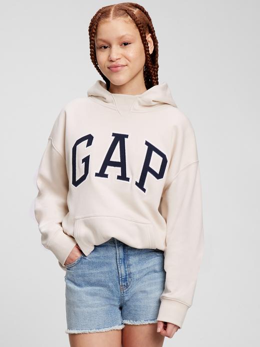  Kahverengi Gap Logo Kapüşonlu Sweatshirt