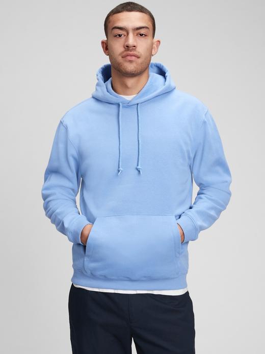 Erkek Mavi Vintage Soft Kapüşonlu Sweatshirt