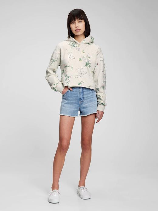 Genç Kız Gri Crop Kapüşonlu Sweatshirt