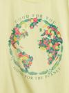 Kız Çocuk Yeşil %100 Organik Pamuk Grafik Baskılı T-Shirt