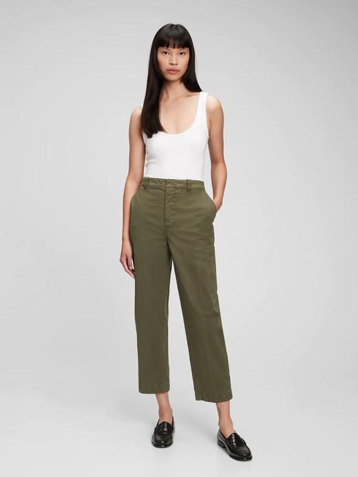 Kadın Yeşil Straight Up Washwell Khaki Pantolon
