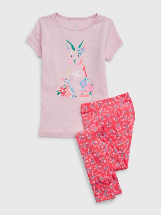 Kız Çocuk Pembe 100% Organik Pamuk Grafik Baskılı Pijama Seti