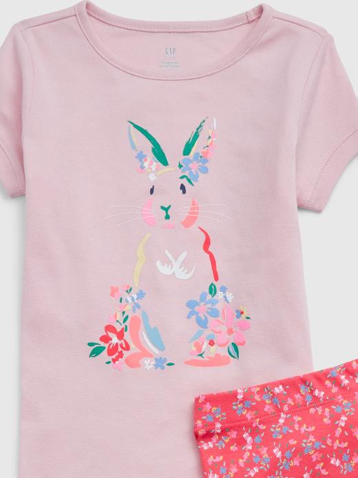 Kız Çocuk Pembe 100% Organik Pamuk Grafik Baskılı Pijama Seti