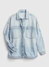 Kadın Açık Mavi Oversized Denim Washwell™ Gömlek Ceket