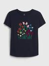 Kız Çocuk Lacivert 100% Organ,k Pamuk Grafik Baskılı T-Shirt