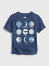 Erkek Bebek Mavi %100 Organik Pamuk Grafik Baskılı T-Shirt