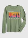 Erkek Çocuk Yeşil 100% Organik Pamuk Grafik Baskılı T-Shirt