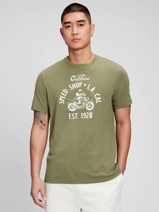 Erkek Haki Disney Mickey Mouse Grafik Baskılı T-Shirt