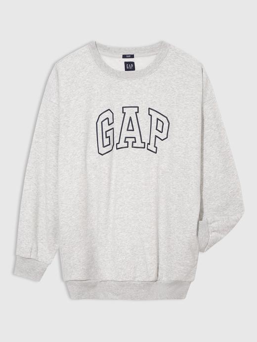 Kadın Gri Gap Logo Düz Yaka Sweatshirt