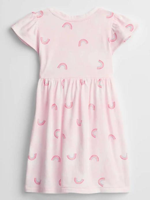 Kız Bebek Pembe Batik Fırfır Detaylı Baskılı Elbise