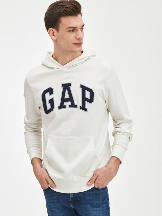 Erkek Beyaz Gap Logo Kapüşonlu Sweatshirt