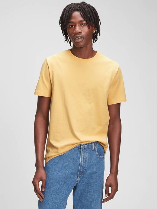 Erkek Sarı Everyday Soft Bisiklet Yaka T-Shirt