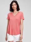 Kadın Pembe Luxe V Yaka T-Shirt