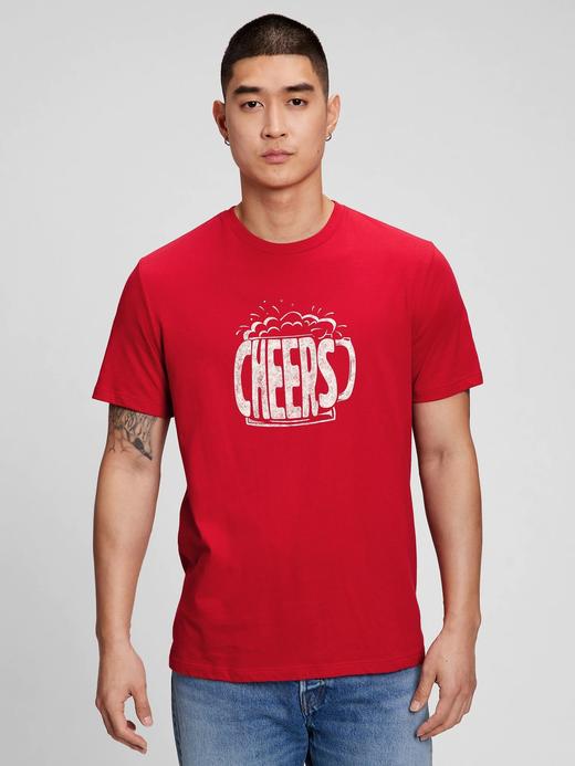 Erkek Kırmızı Grafik Baskılı T-Shirt