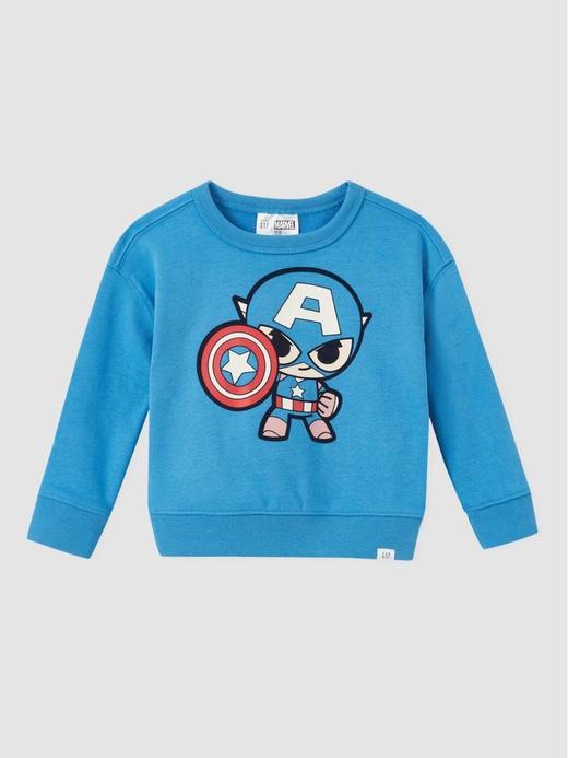 Erkek Bebek Mavi Marvel Grafik Baskılı Sweatshirt