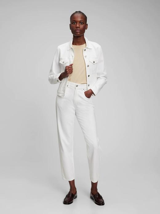 Kadın Beyaz Classic Icon Washwell Denim Ceket