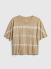 Genç Kız Kahverengi Batik 100% Organik Pamuk Cep Detaylı T-Shirt