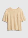 Genç Kız Kahverengi 100% Organik Pamuk Cep Detaylı T-Shirt