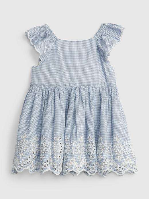 Kız Bebek Beyaz İşleme Detaylı Dantel Detaylı Elbise