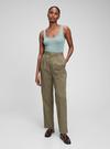 Kadın Bej High Rise Pleated Washwell™ Khaki Pantolon