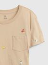 Kız Çocuk Çok Renkli 100% Organik Pamuk Cep Detaylı T-Shirt