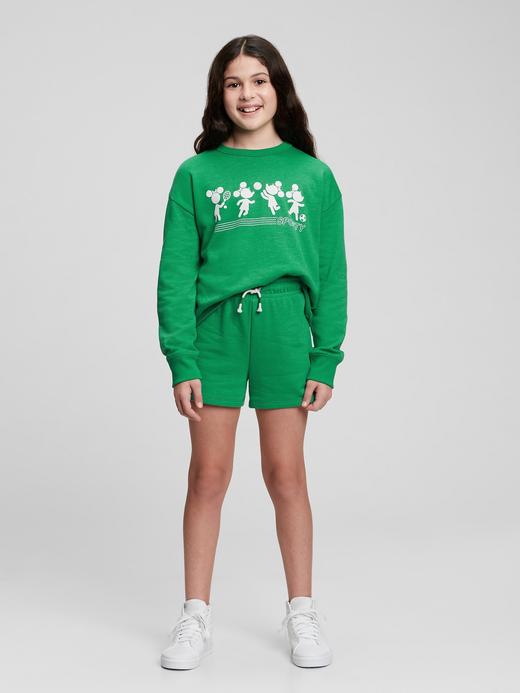 Kız Çocuk Yeşil Disney Mickey Mouse Bisiklet Yaka Sweatshirt