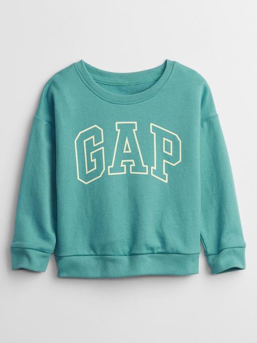 Erkek Bebek Turkuaz Gap Logo Düz Yaka Sweatshirt
