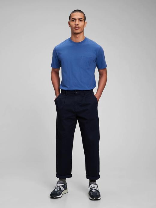 Erkek Lacivert Relaxed Vintage Pleated Washwell™ Khaki Pantolon