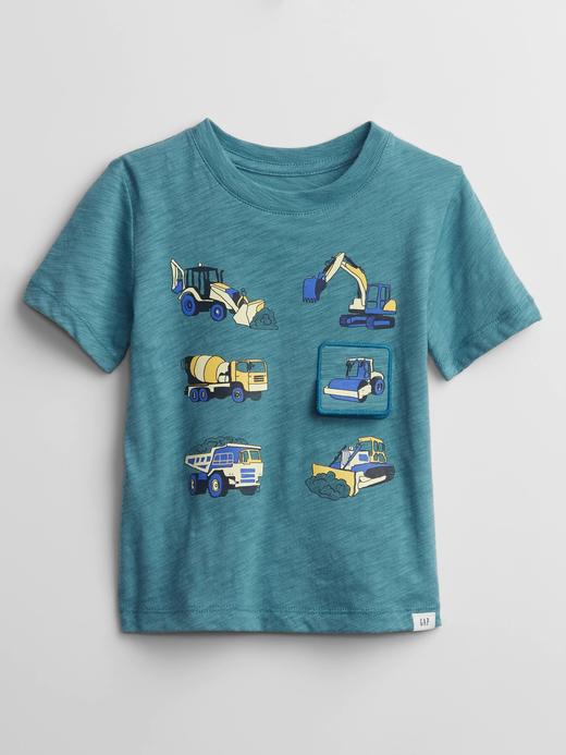 Erkek Bebek Mavi Grafik Baskılı T-Shirt