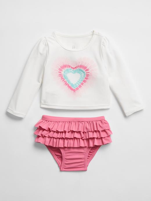 Kız Bebek Çok Renkli Batik Desenli İki Parça Mayo Takım Set