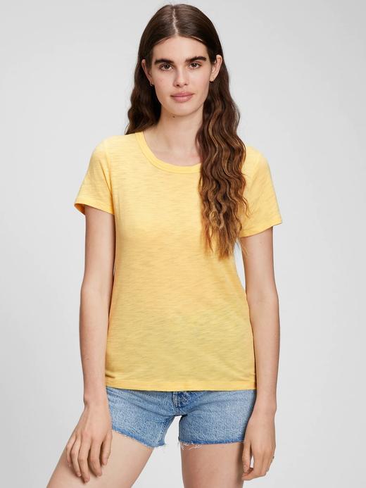 Kadın Sarı ForeverSoft Bisiklet Yaka T-Shirt