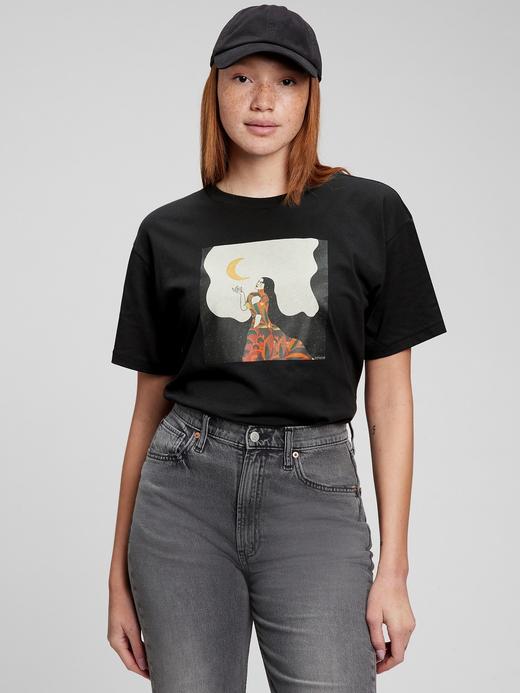 Kadın Siyah Gap x Yen Ospina 100% Organik Pamuk T-Shirt