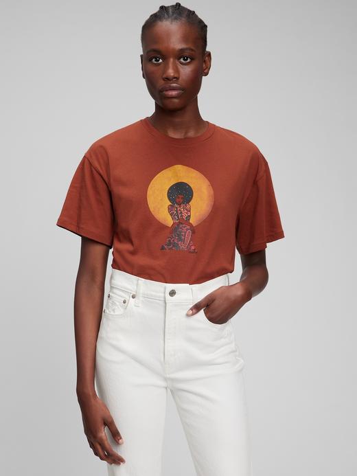 Kadın Kahverengi Gap x Yen Ospina 100% Organik Pamuk T-Shirt