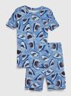 Erkek Çocuk Mavi 100% Organik Pamuk Grafik Baskılı Pijama Seti