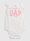 Kız Bebek Beyaz Fırfır Detaylı Gap Logo Bodysuit
